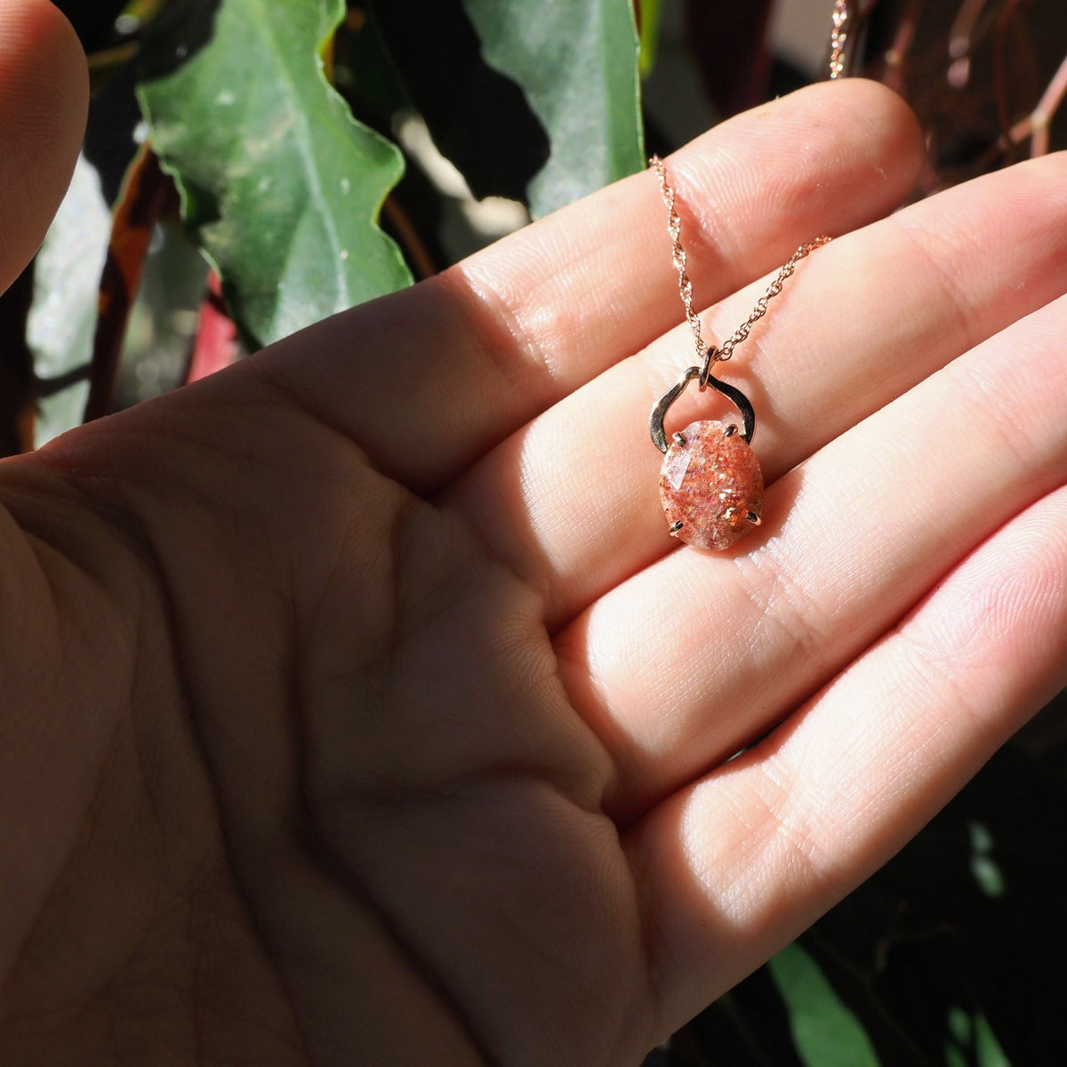 14k Sunstone Petal Necklace - Mettle by Abby