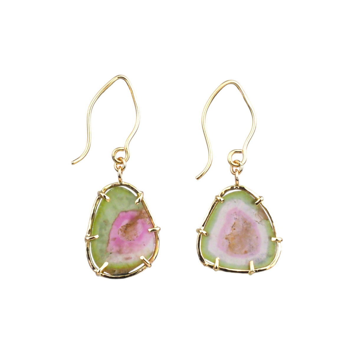 14k Yellow Gold Watermelon Tourmaline Earrings - Mettle by Abby