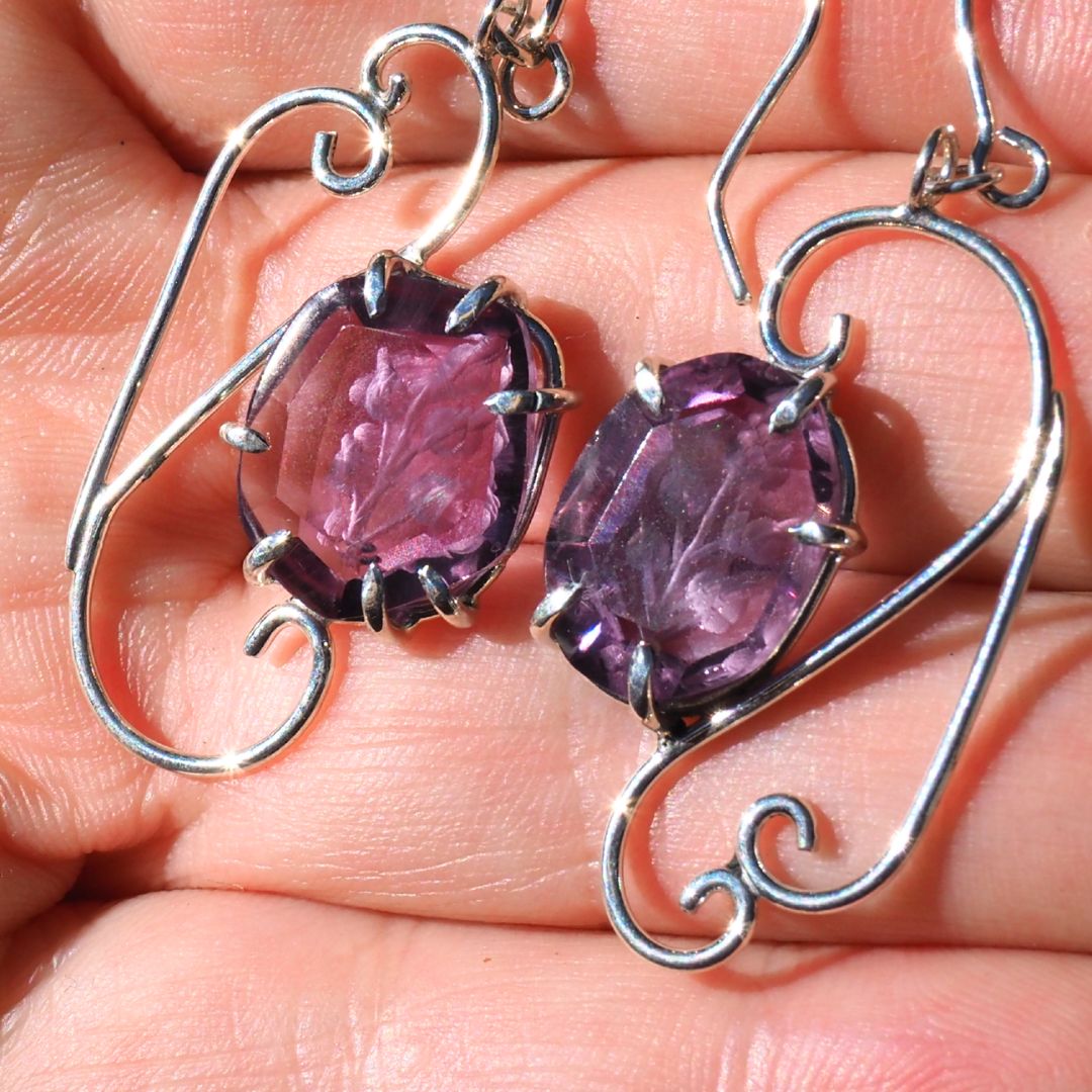 Amethyst Arabesque Earrings | Reverse Intaglio | Mettle by Abby