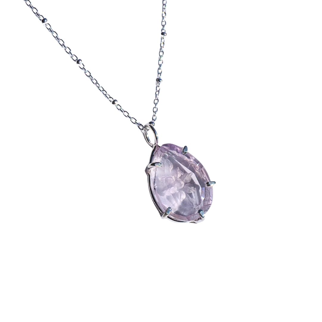 Floral Reverse Intaglio Amethyst Necklace | Sterling Silver
