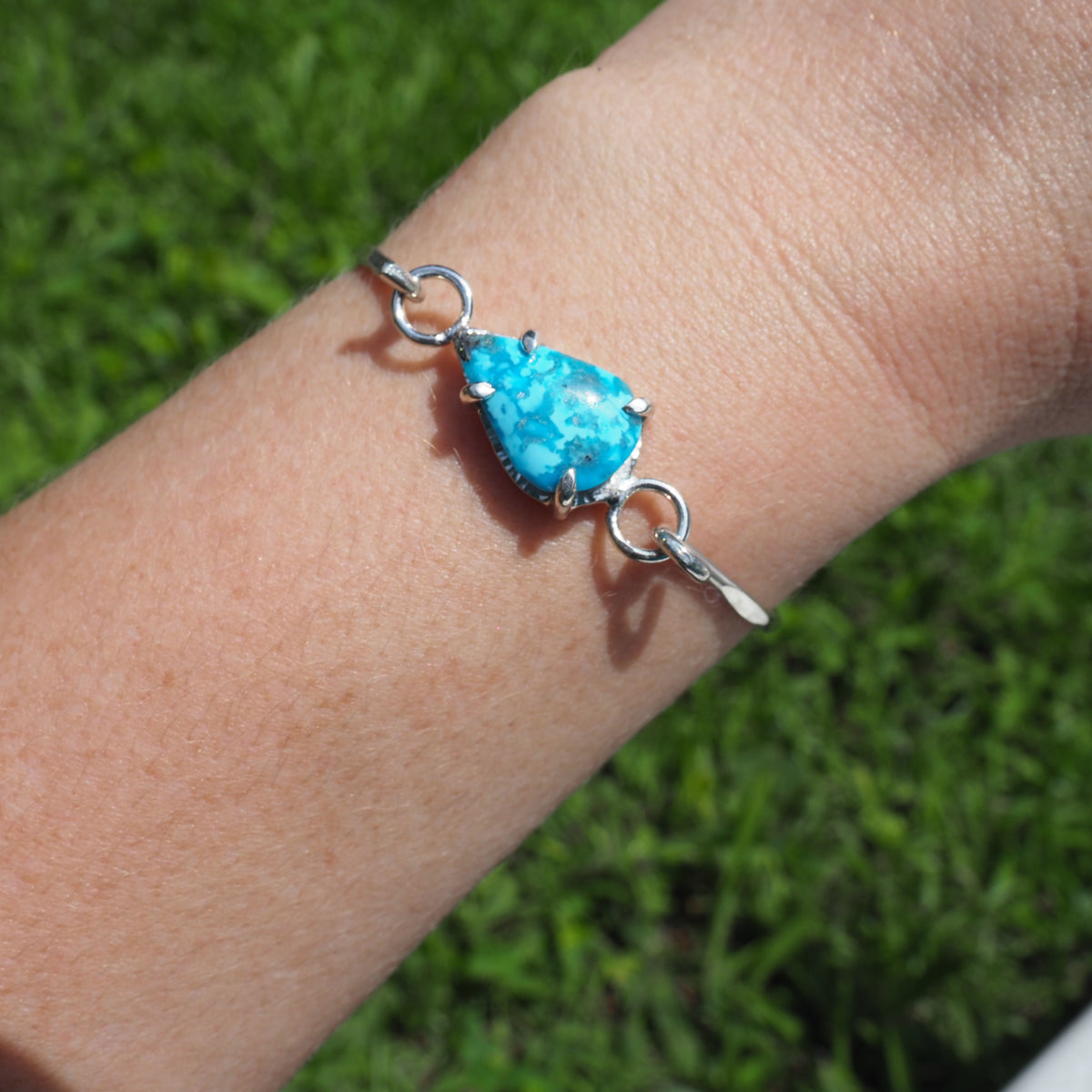 Turquoise Hook Bracelet-Handmade Sterling Silver