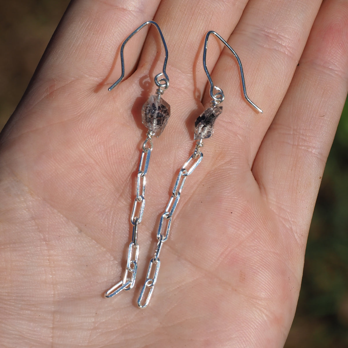 Pakimer Chain Earrings-Handmade Sterling Silver