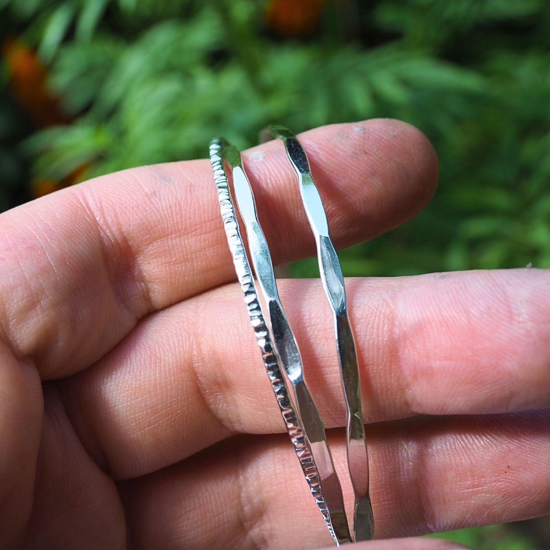 Silver Orbit Linked Bangles-Handmade Sterling Silver