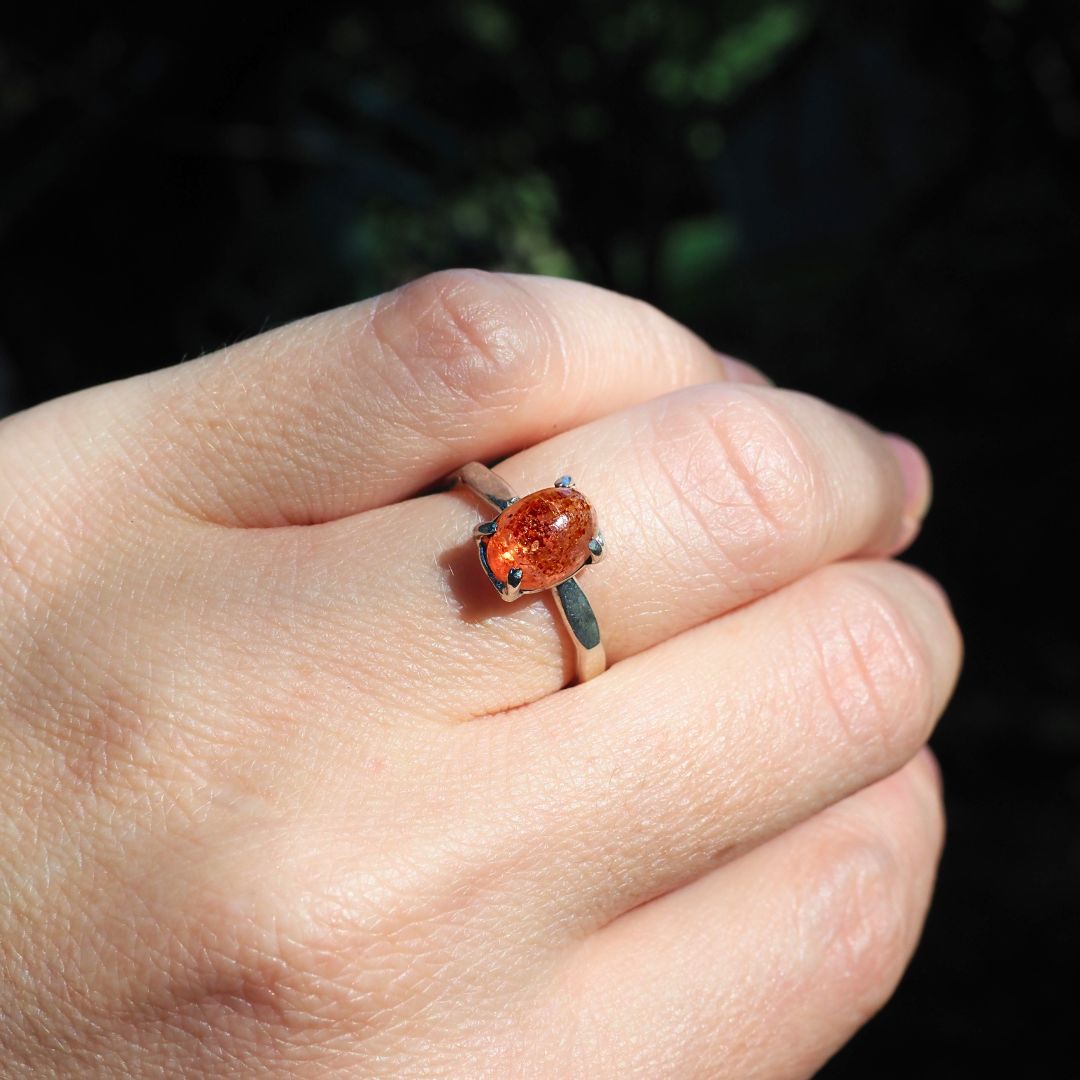 Petite Sunstone Ring-Handmade Sterling Silver