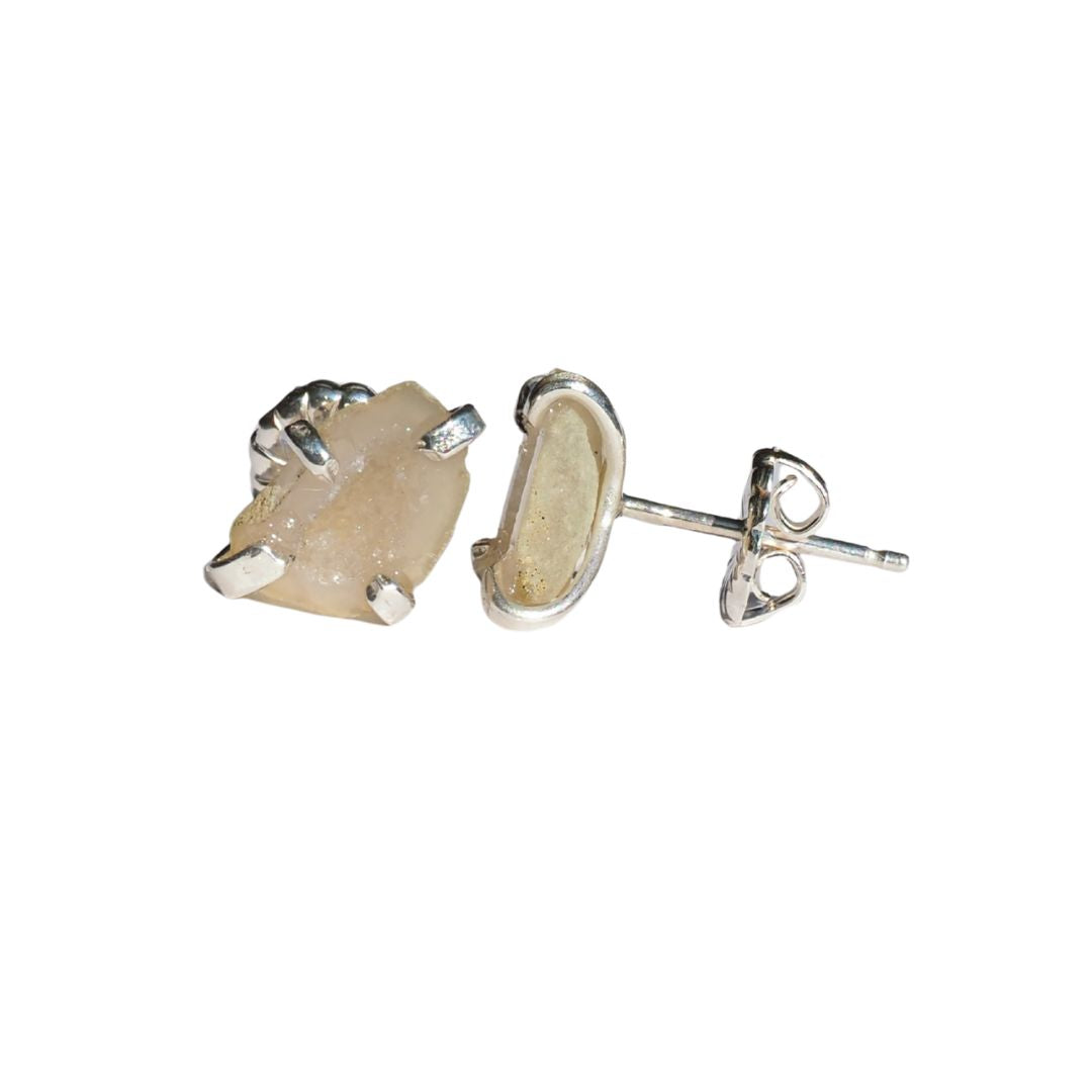 Tiny Geode Studs– Handmade Sterling Silver
