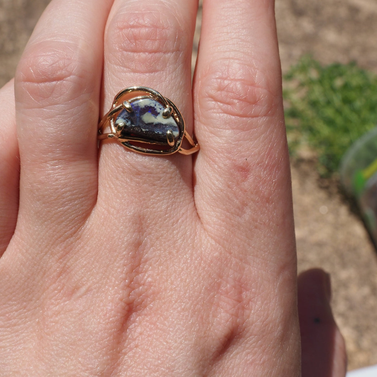 14k Australian Boulder Opal Flow Ring - Mettle by Abby