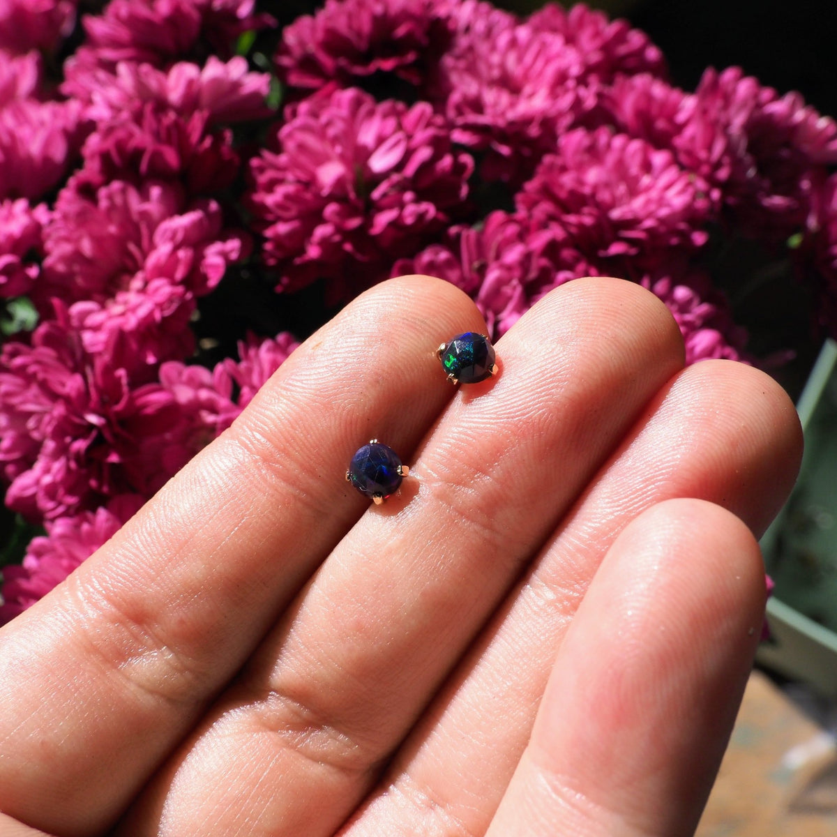 14k Black Opal Studs - Mettle by Abby