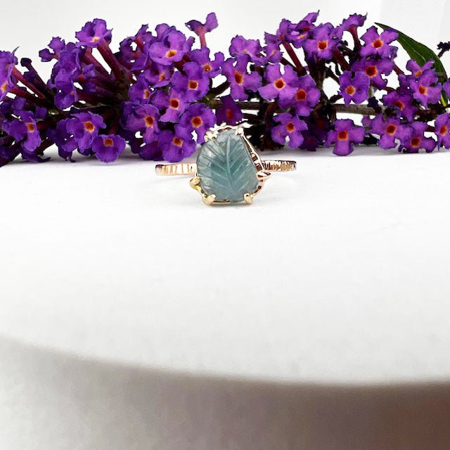 14k Blue Tourmaline Leaf Ring - Mettle by Abby