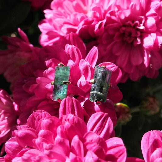 14k Blue Tourmaline Studs - Mettle by Abby