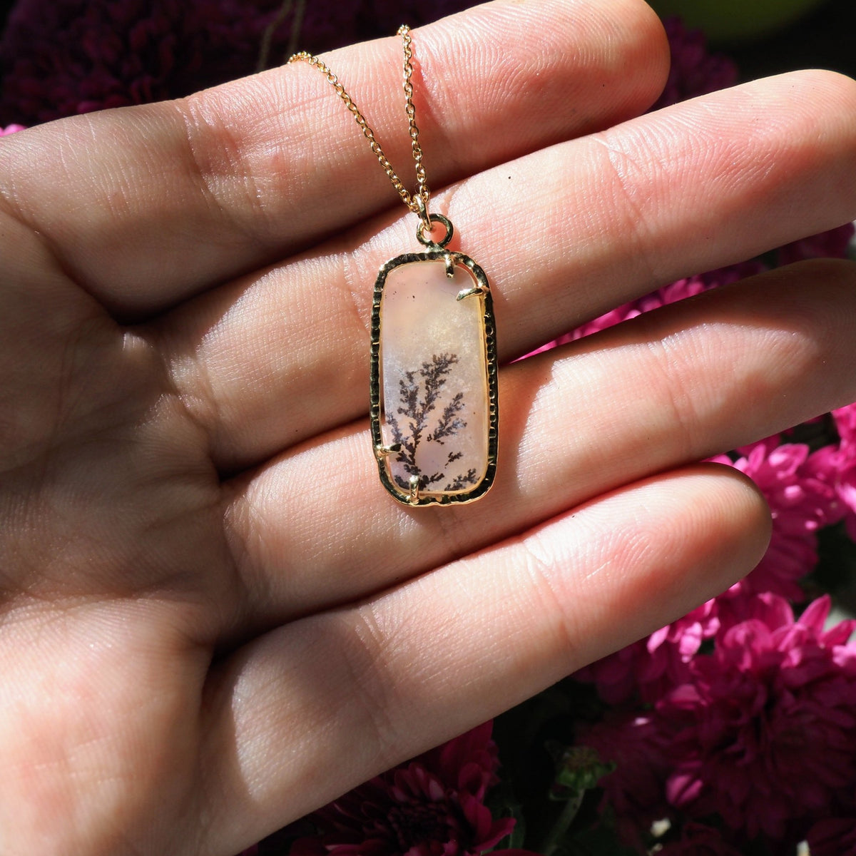 14k Dendrite Agate Necklace - Mettle by Abby
