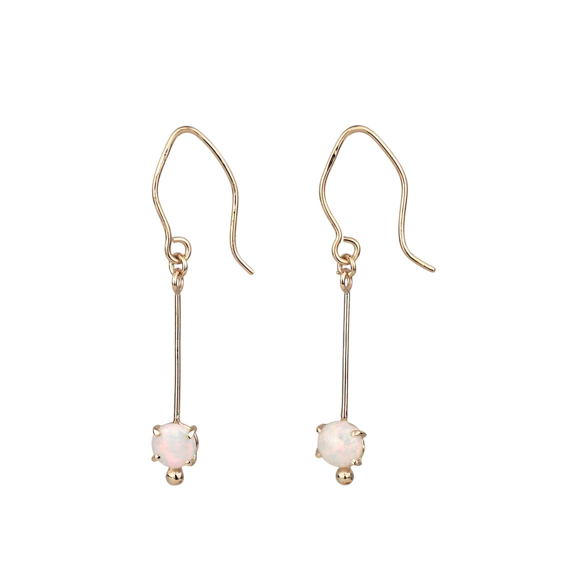 14K Gold Australian White Opal Drop Earrings - Signature Lollipop Design - Mettle by Abby