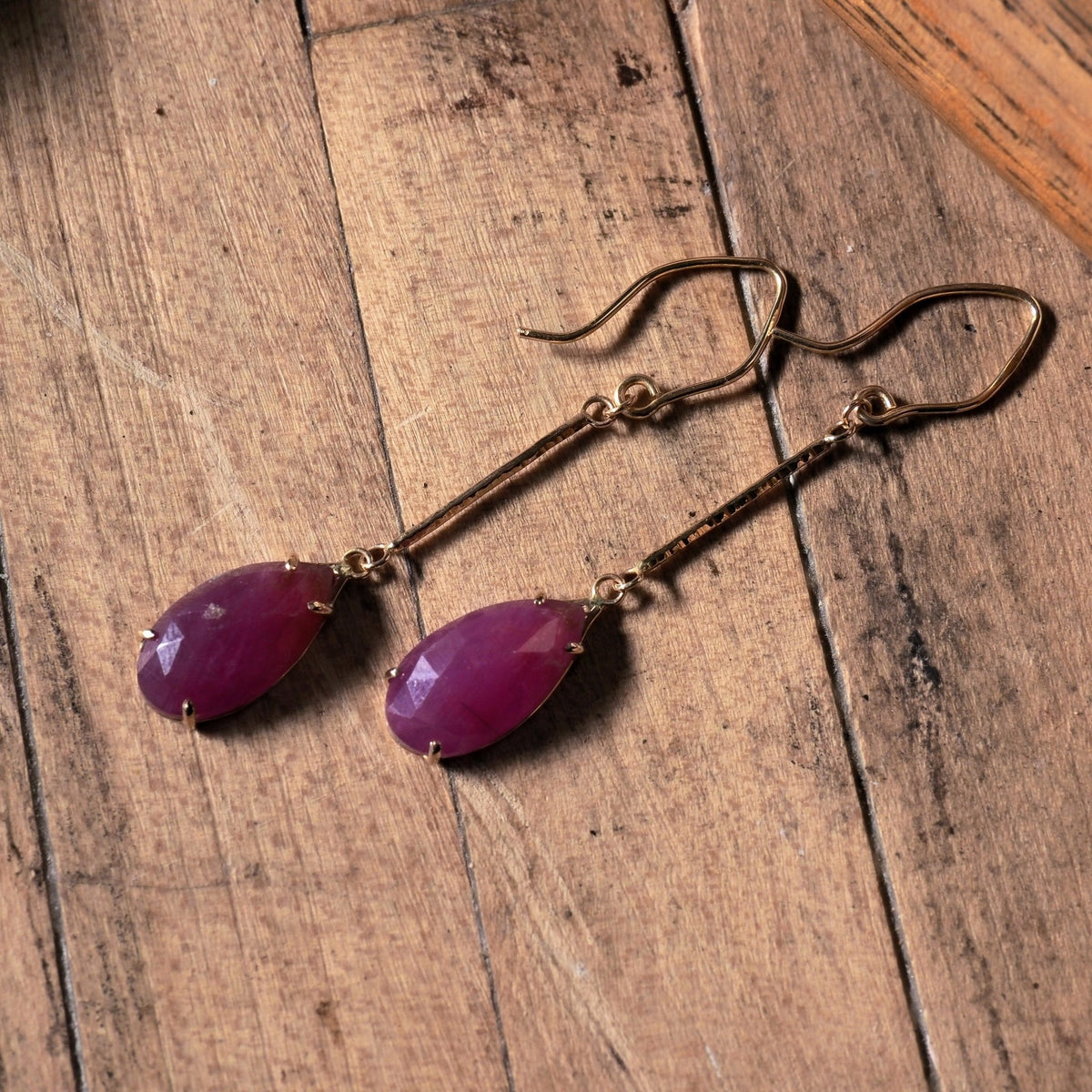 14k Rose Cut Ruby Earrings - Mettle by Abby