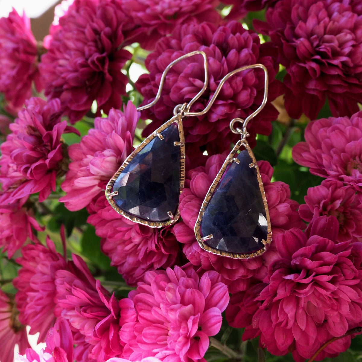 14k Rose Cut Sapphire Earrings - Mettle by Abby