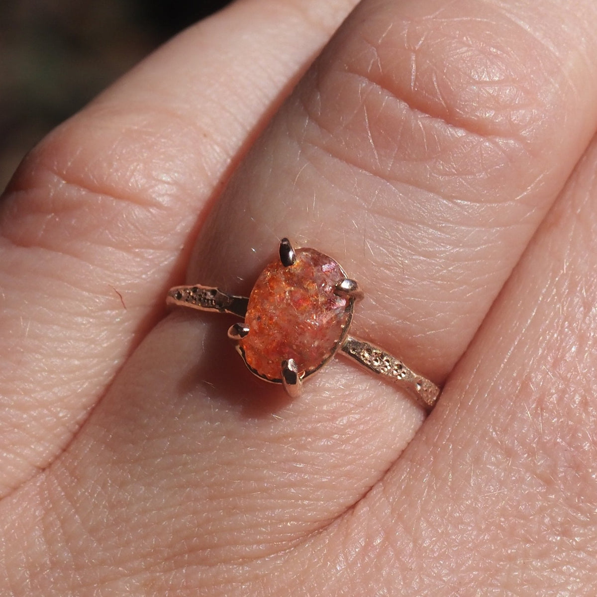 14k Sunstone and Star Dust Ring - Mettle by Abby