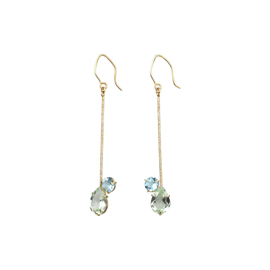 14k Yellow Gold Aquamarine and Topaz Earrings - Mettle by Abby