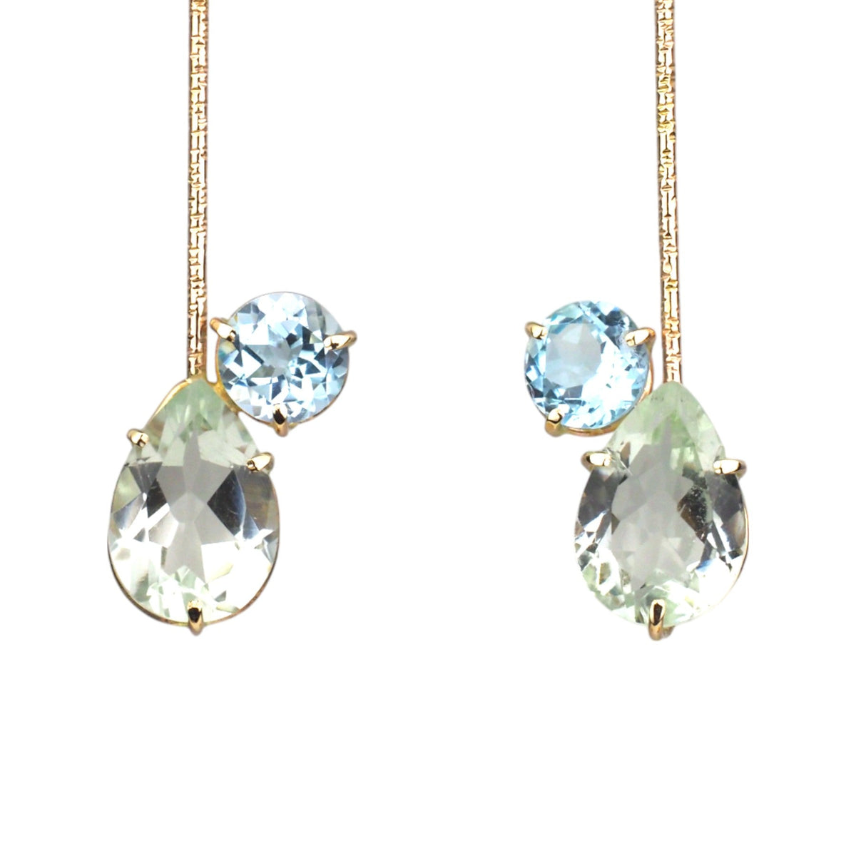 14k Yellow Gold Aquamarine and Topaz Earrings - Mettle by Abby