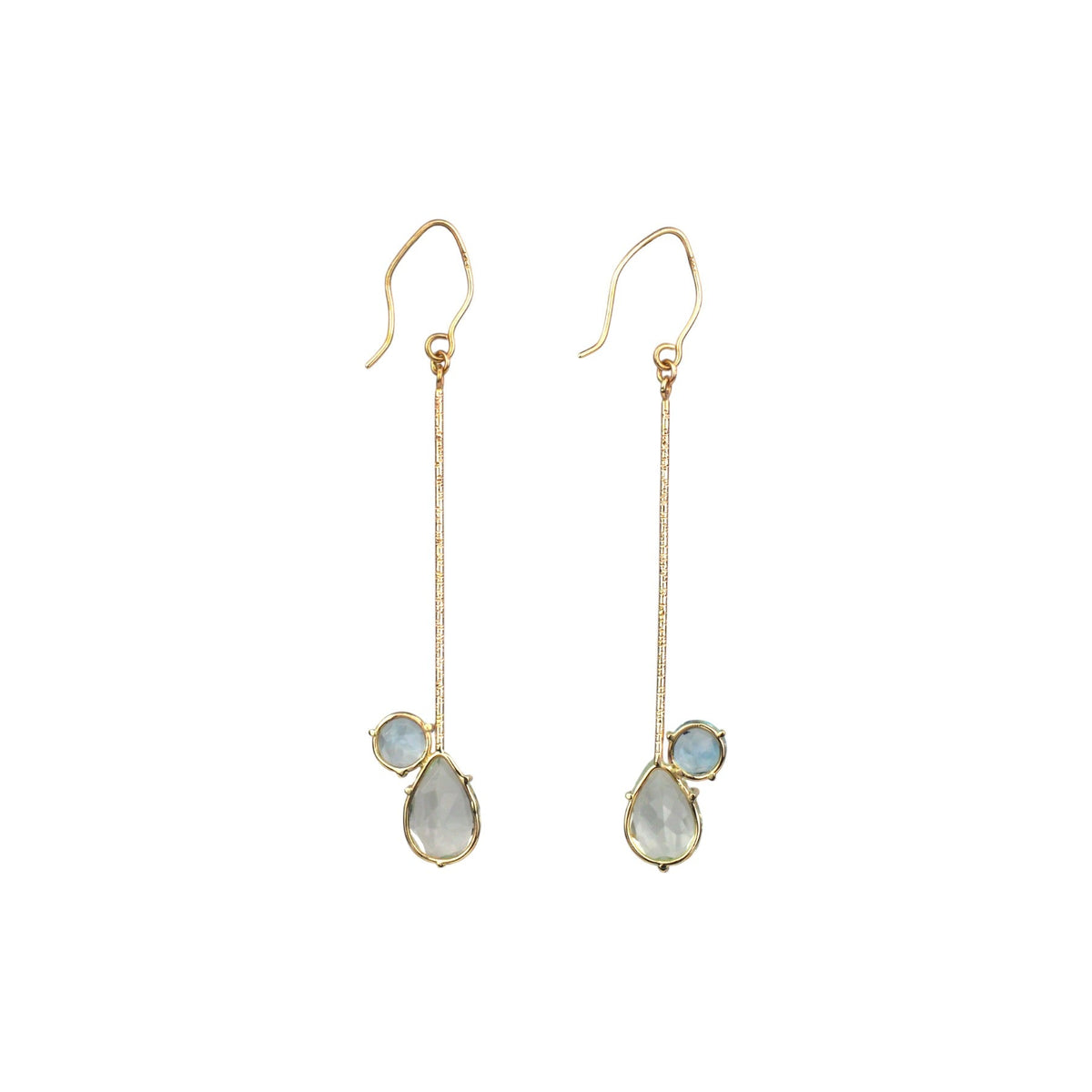 14k Yellow Gold Aquamarine and Topaz Earrings - Mettle by Abby