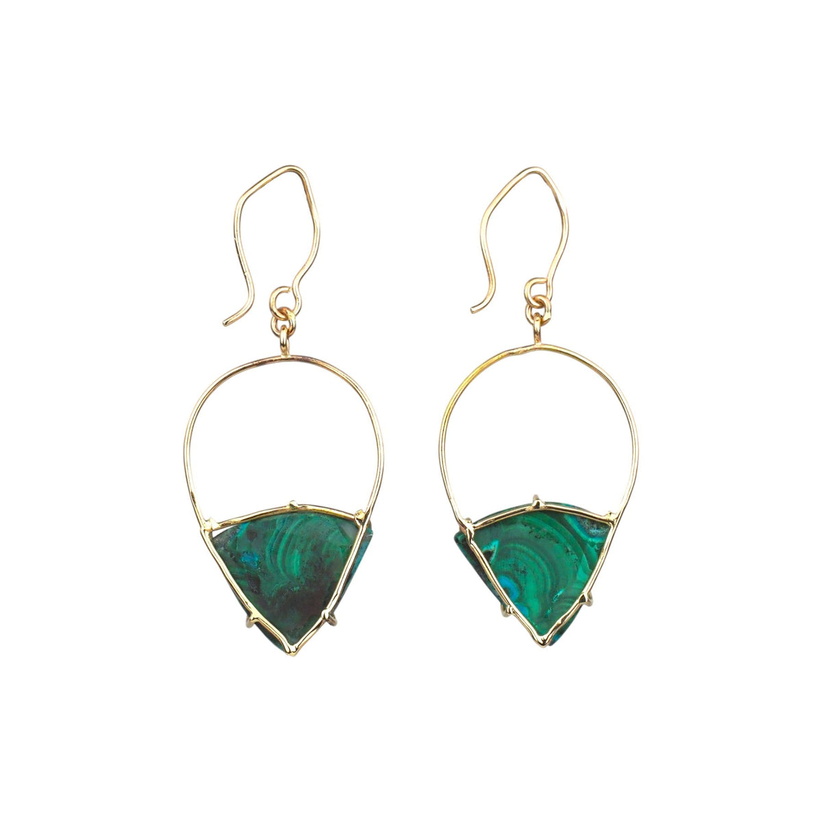 14k Yellow Gold Malachite Earrings - Mettle by Abby