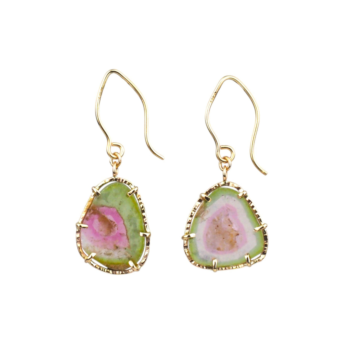 14k Yellow Gold Watermelon Tourmaline Earrings - Mettle by Abby