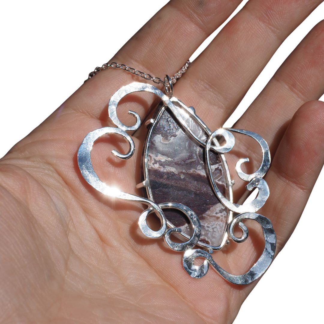 Aguaprase Arabesque Statement Necklace | Sterling Silver