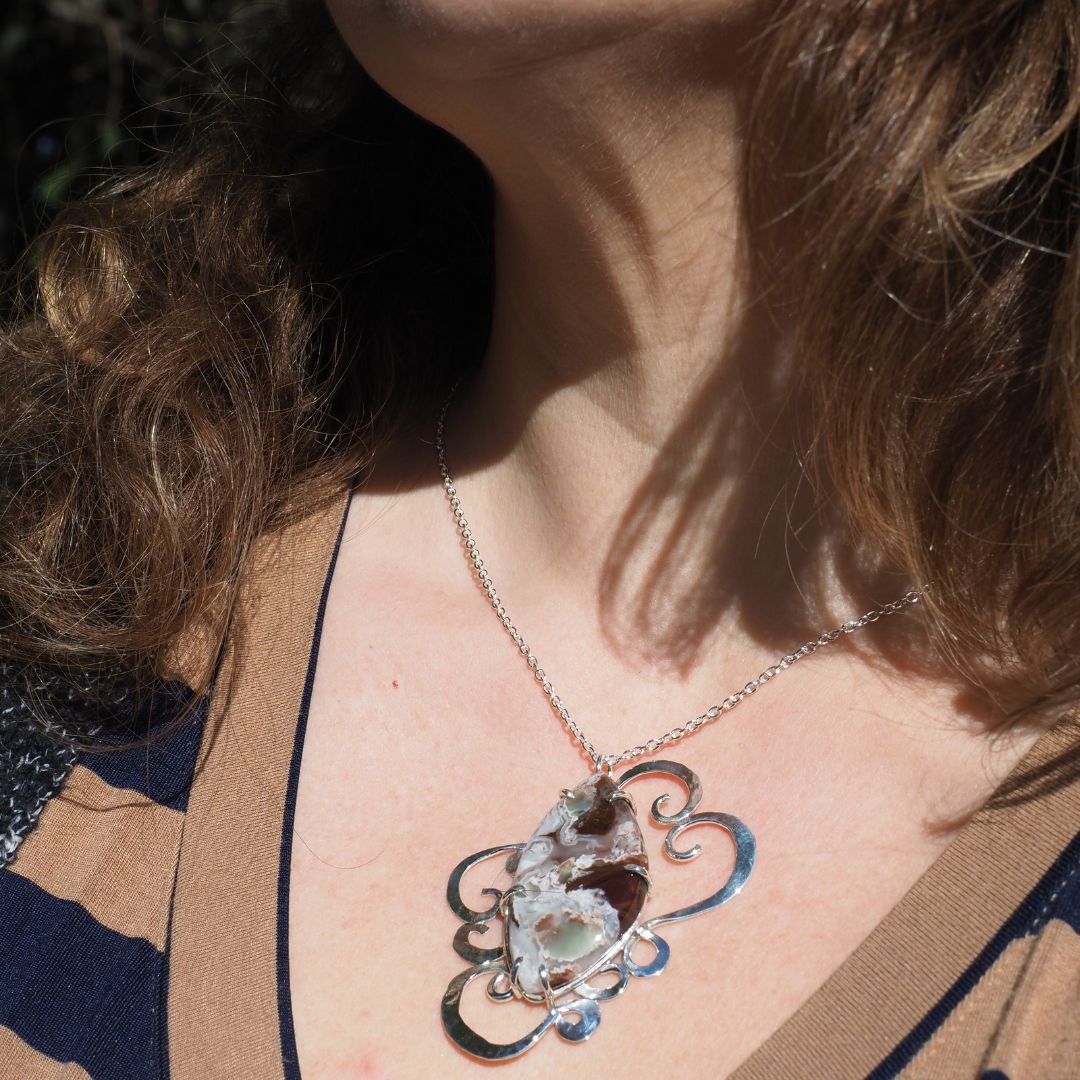 Aguaprase Arabesque Statement Necklace | Sterling Silver