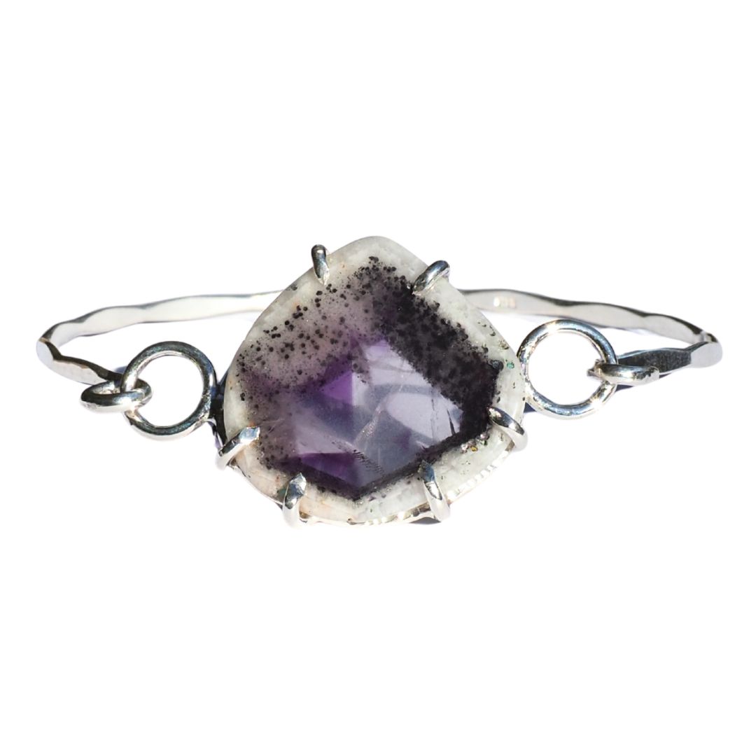 Amethyst Trapiche Slice Hook Bracelet | Sterling Silver