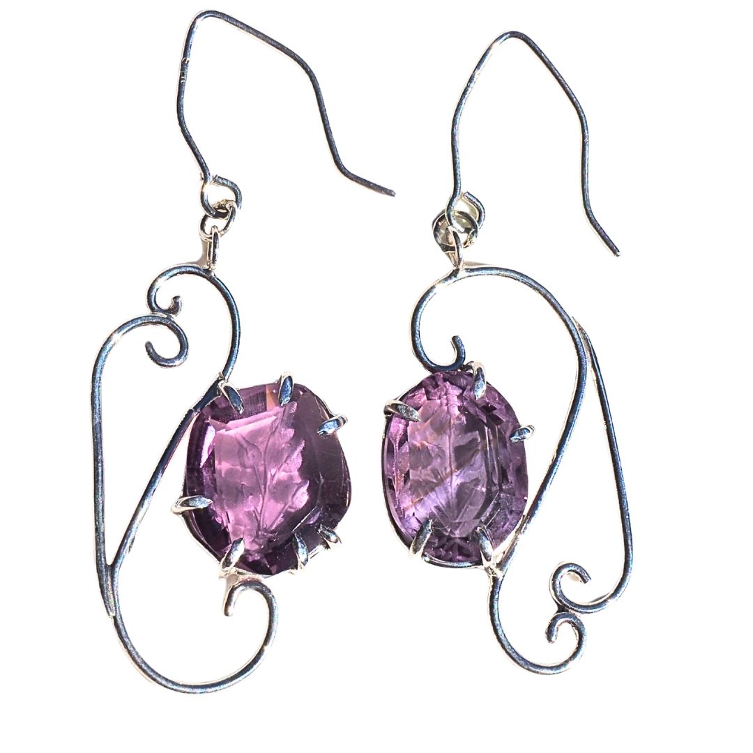 Amethyst Arabesque Earrings | Reverse Intaglio | Mettle by Abby