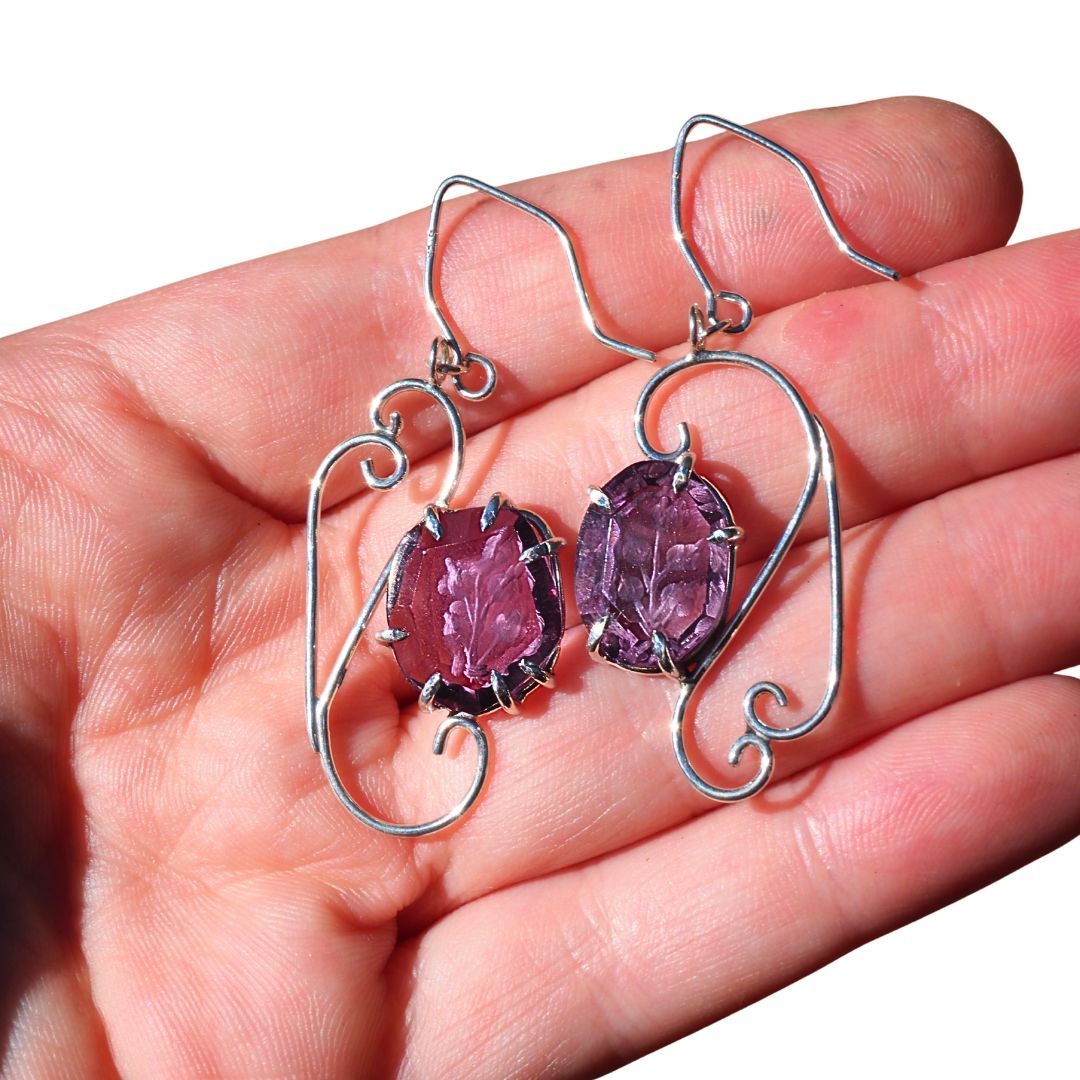 Amethyst Arabesque Earrings | Reverse Intaglio | Mettle by Abby