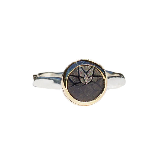 Black Star Ring-Handmade Sterling Silver and 14k Yellow Gold- Size 6.5