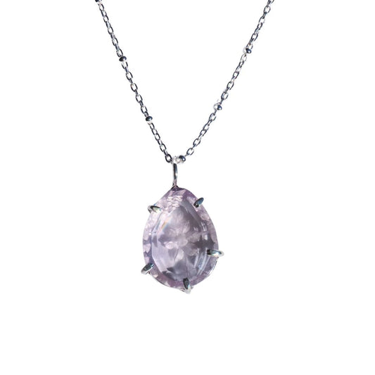 Floral Reverse Intaglio Amethyst Necklace | Sterling Silver