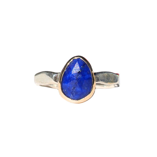 Lapis Lazuli Rose-Cut Ring | 14K Yellow Gold & Sterling Silver | Size 8