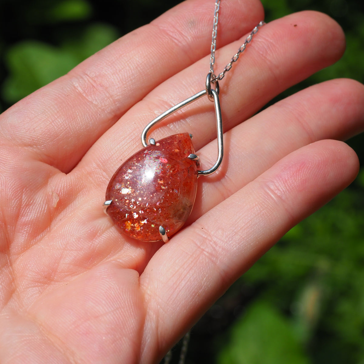 Sunstone Petal Necklace-Sunstone and Sterling Silver Necklace