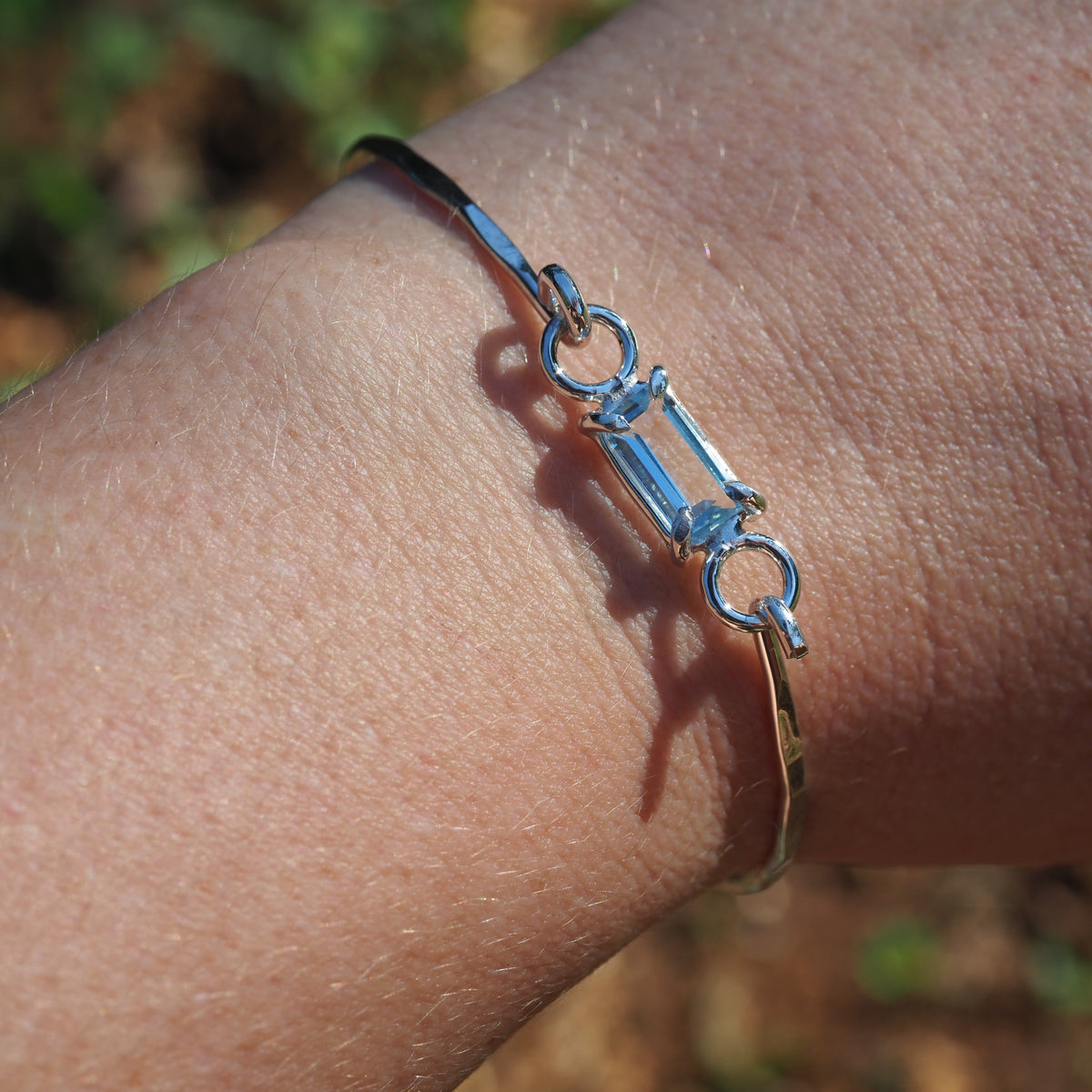 Sky Bar Hook Bracelet-Handmade Sterling Silver and Blue Topaz