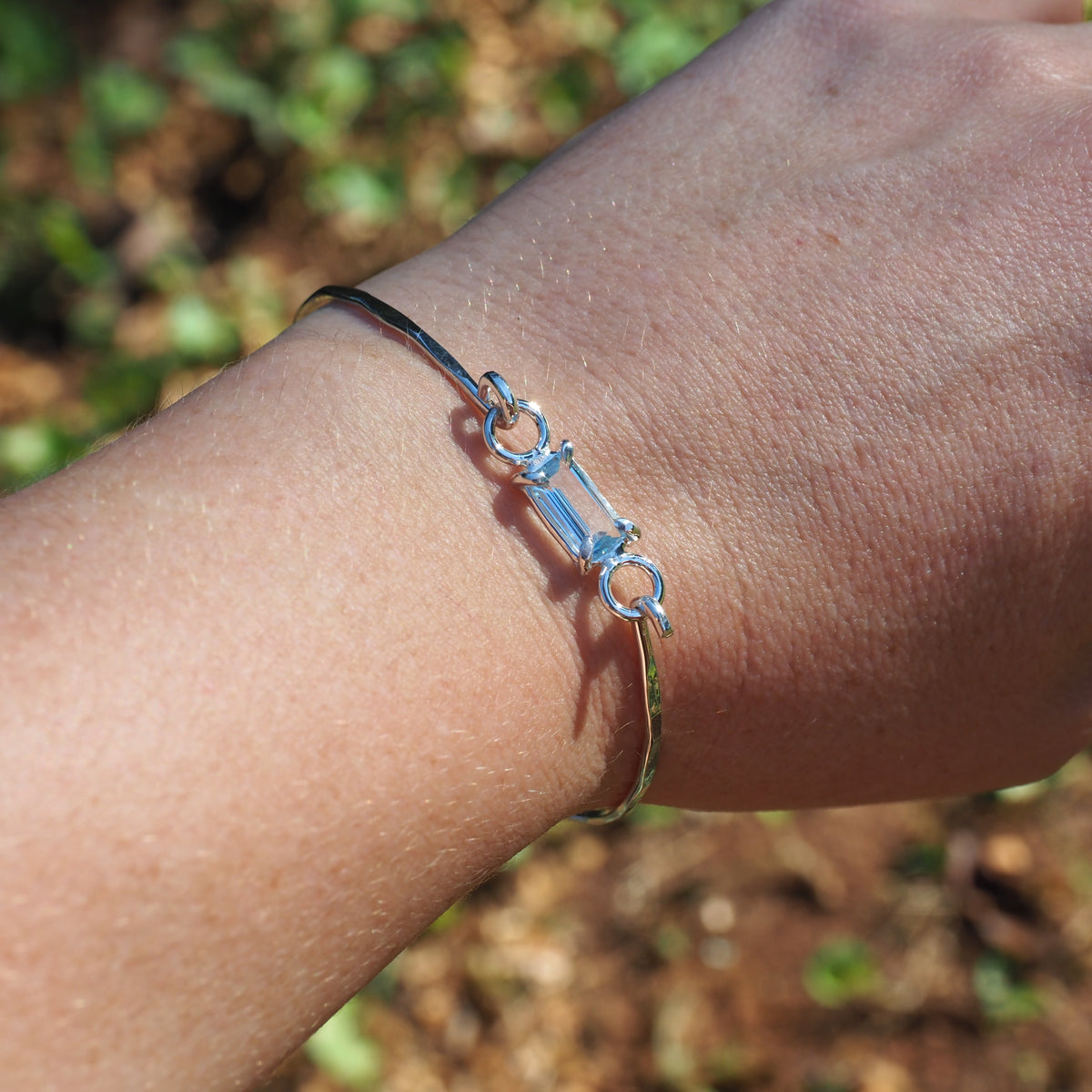 Sky Bar Hook Bracelet-Handmade Sterling Silver and Blue Topaz
