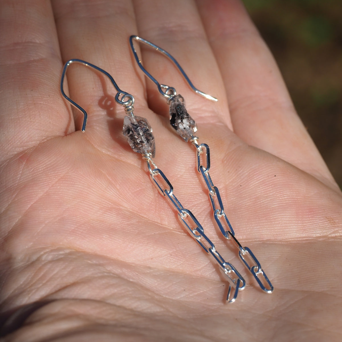 Pakimer Chain Earrings-Handmade Sterling Silver
