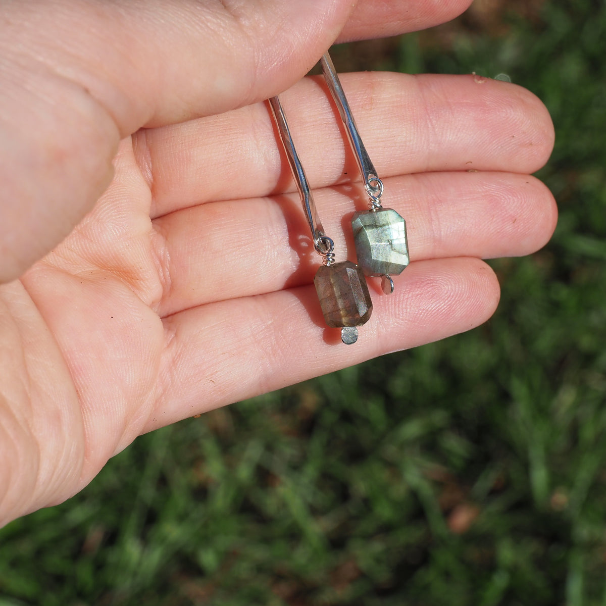 Labradorite Driftwood Earrings– Handmade Sterling Silver