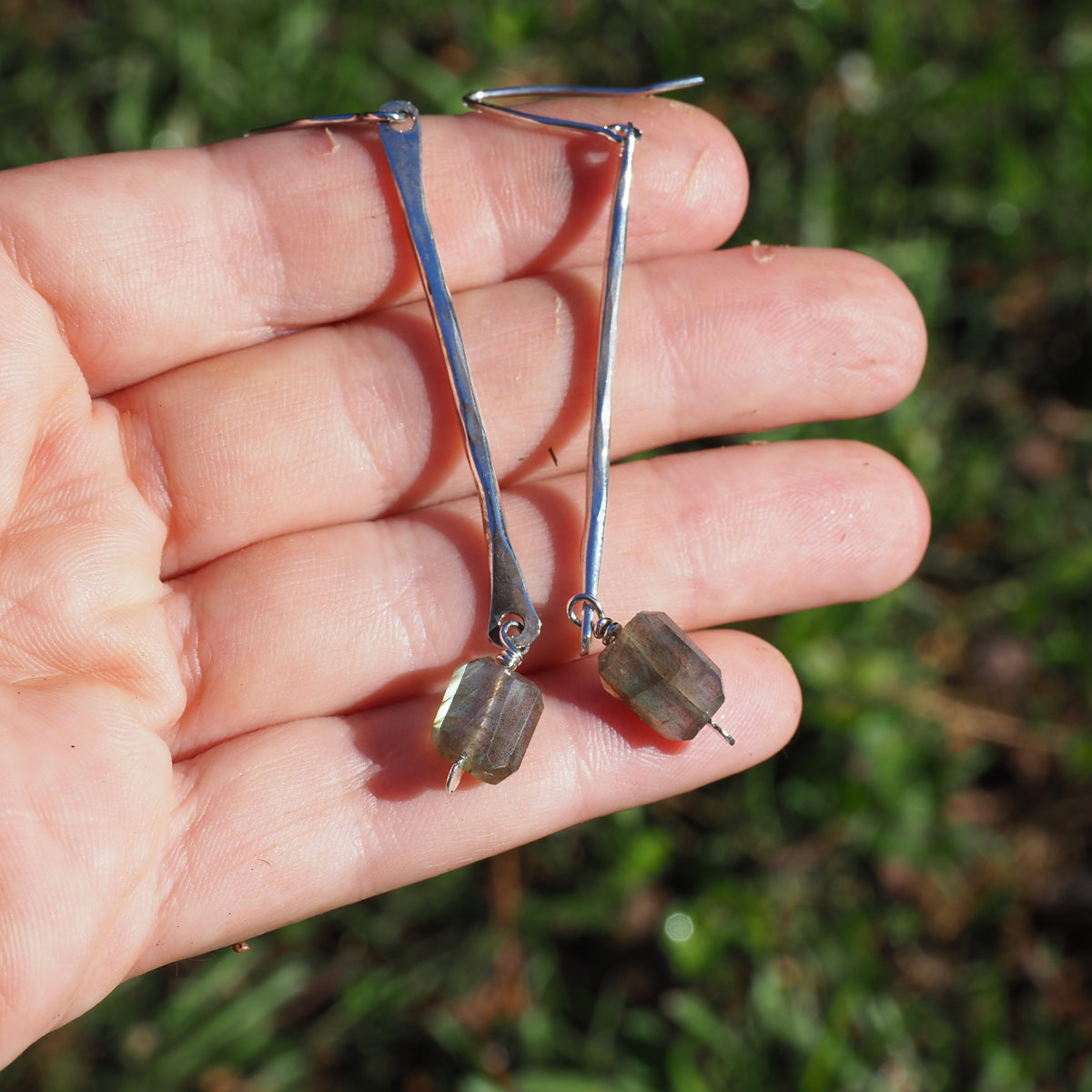 Labradorite Driftwood Earrings– Handmade Sterling Silver