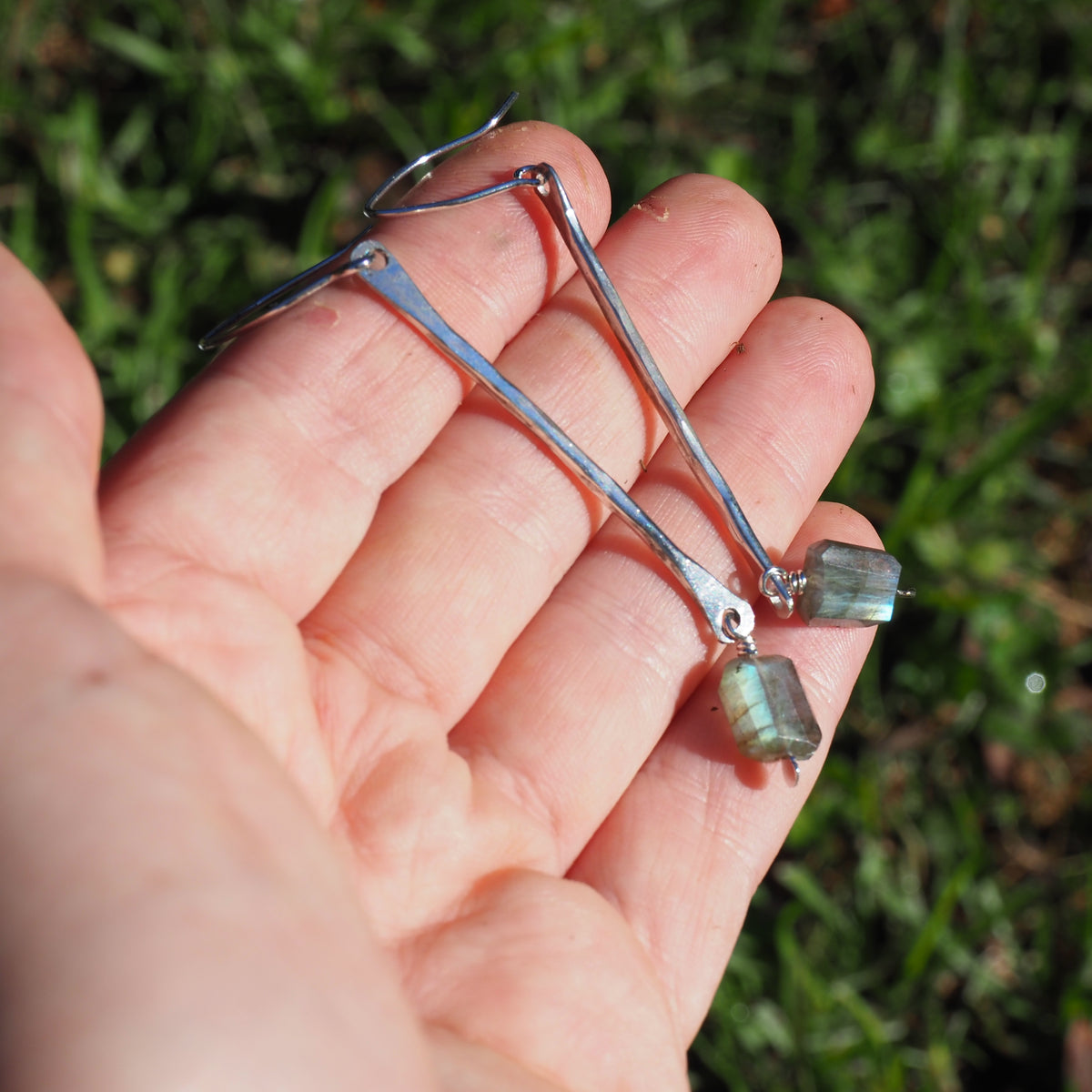 Labradorite Driftwood Earrings– Handmade Sterling Silver