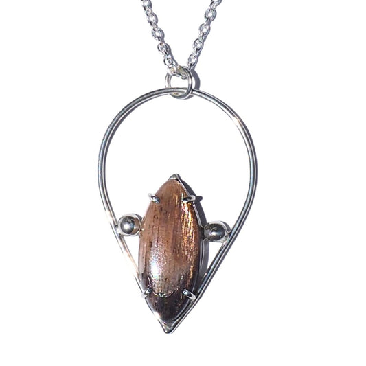 Starfall Necklace-Handmade Sterling Silver and Meteor Shower Sunstone