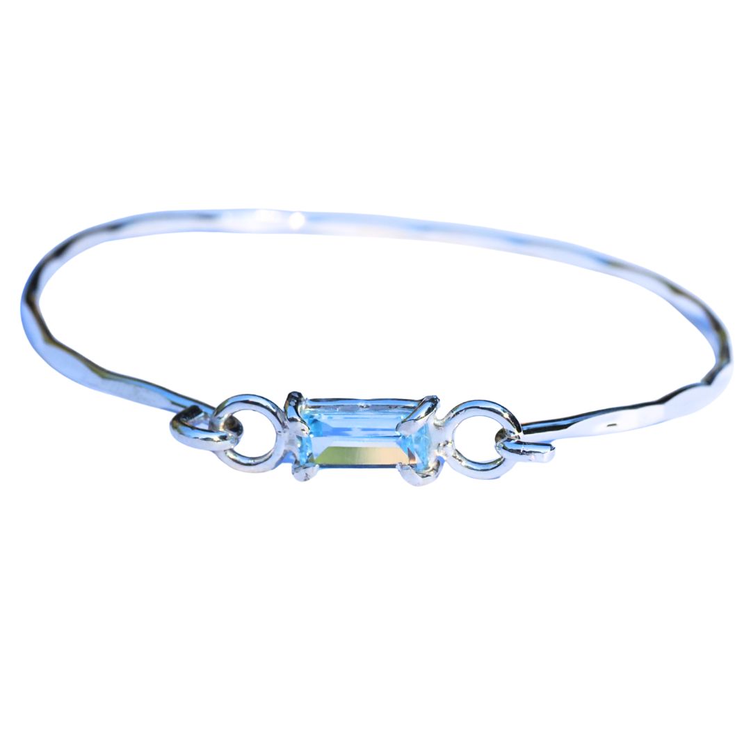 Sky Bar Hook Bracelet-Handmade Sterling Silver and Blue Topaz