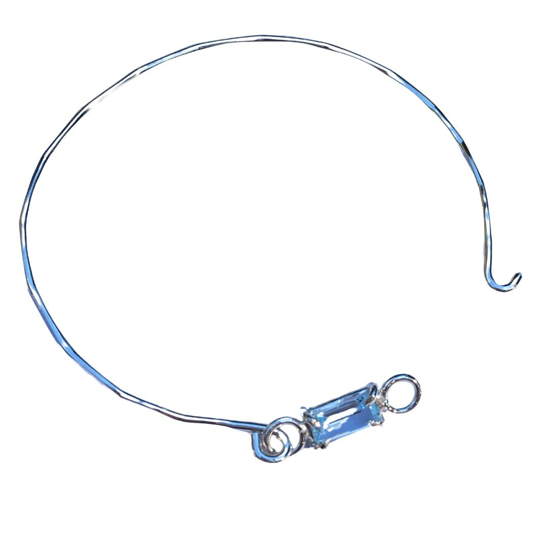 Sky Bar Hook Bracelet-Handmade Sterling Silver and Blue Topaz
