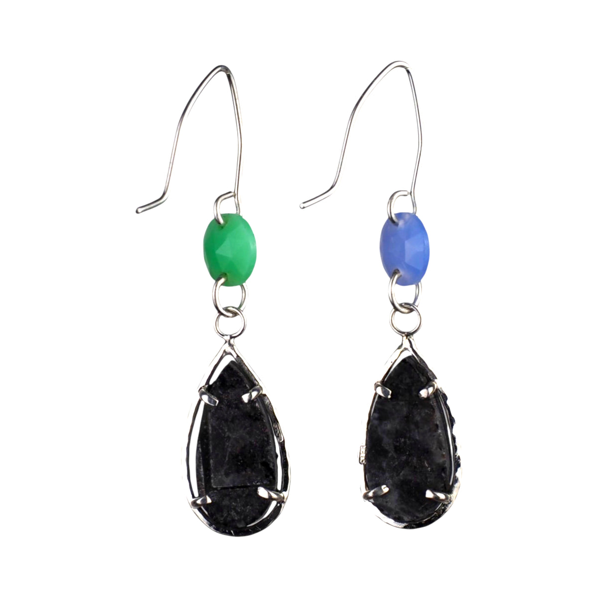 Tidal Glow Earrings - Sterling Silver, Abalone and Chalcedony Earrings