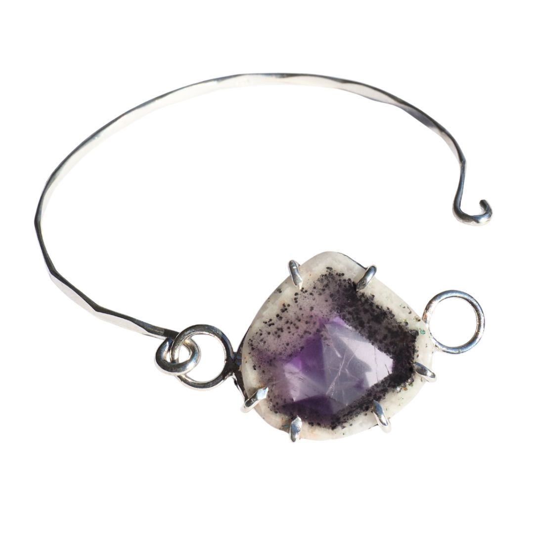Amethyst Trapiche Slice Hook Bracelet | Sterling Silver