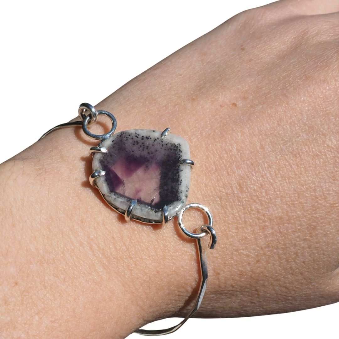 Amethyst Trapiche Slice Hook Bracelet | Sterling Silver