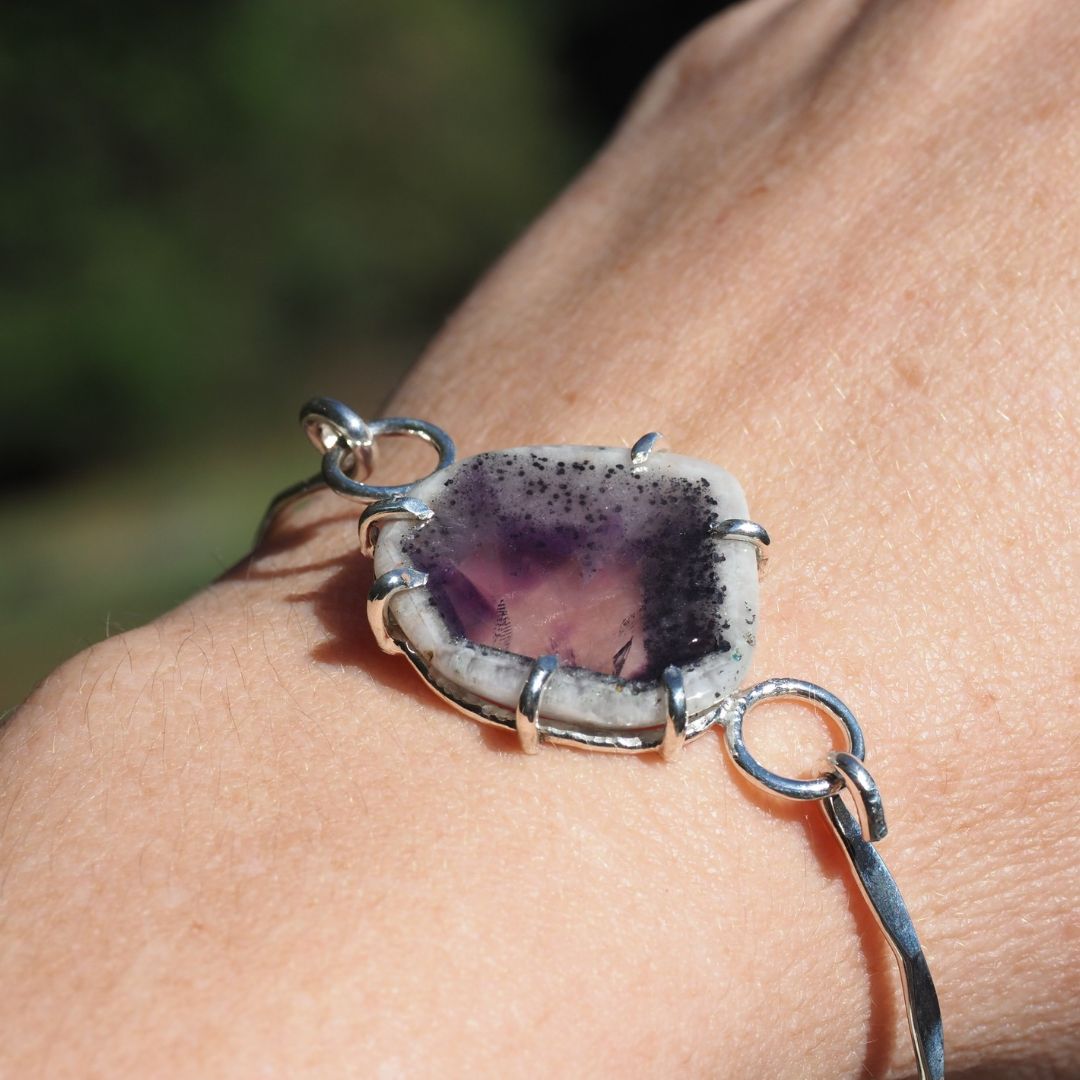 Amethyst Trapiche Slice Hook Bracelet | Sterling Silver