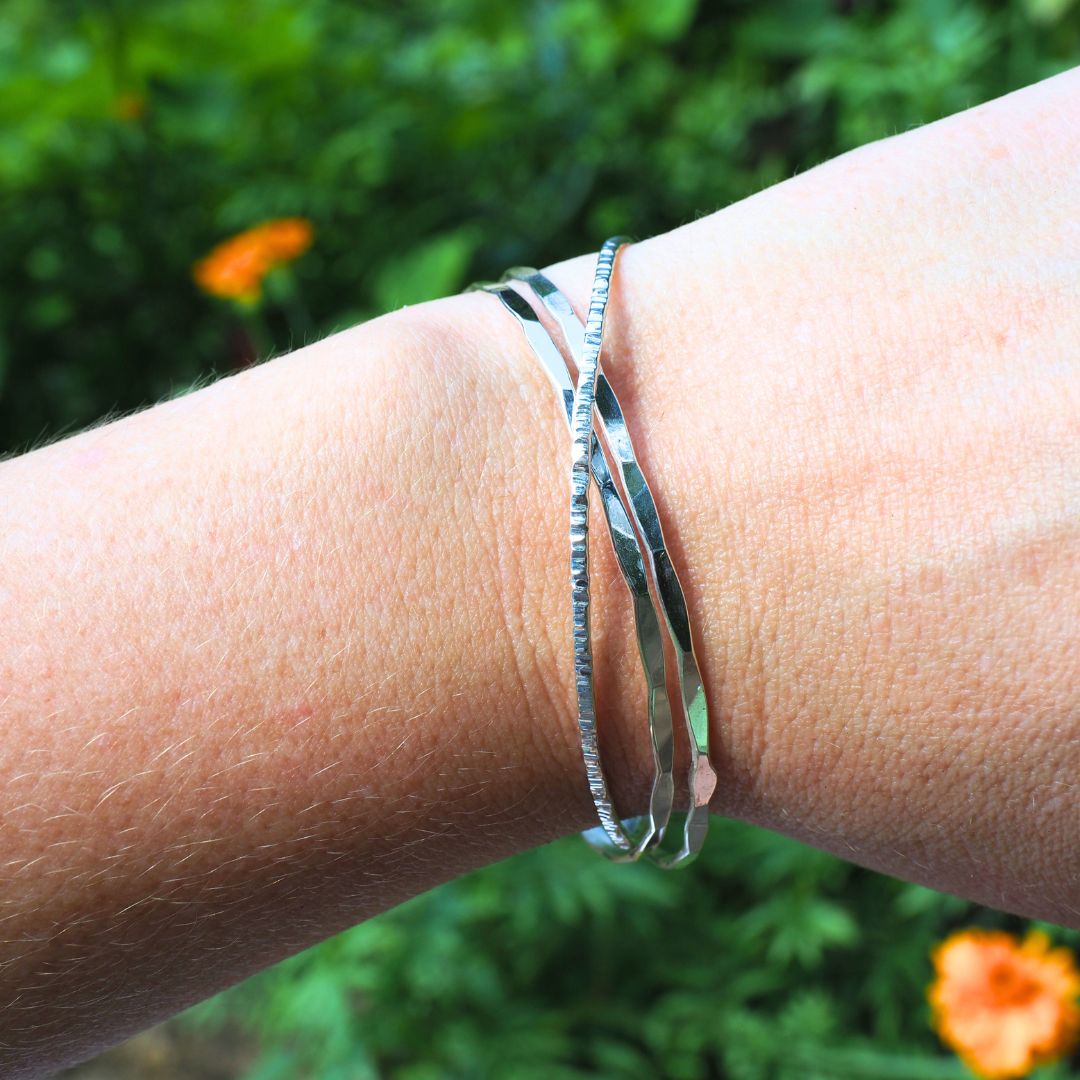Silver Orbit Linked Bangles-Handmade Sterling Silver