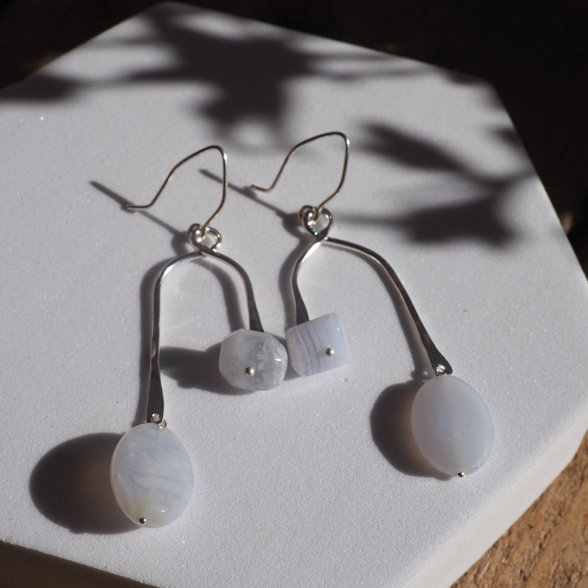 Blue Lace Agate Mobile Earrings - Mettle by Abby