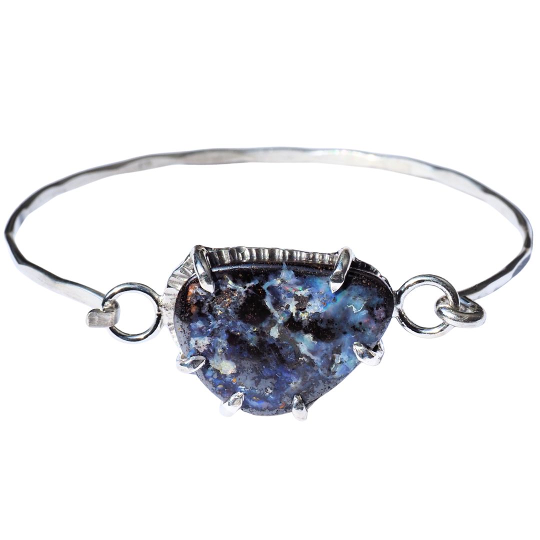 Boulder Opal Hook Bracelet-Handmade Sterling Silver