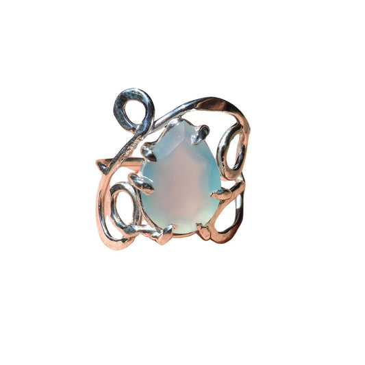 Chalcedony Scroll Ring - Size 6.5