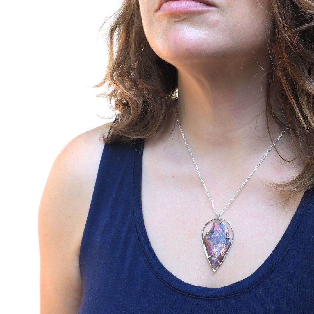 Cosmic Rift Necklace-Handmade Sterling Silver and Sunstone